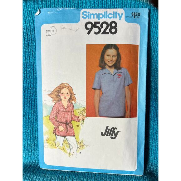 Simplicity 9528 Sewing pattern kids polo shirt 1970s size 12 - Picture 1 of 5